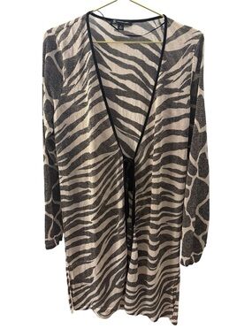INC International Concepts Black,  Cream and Gold Cardigan Sweater